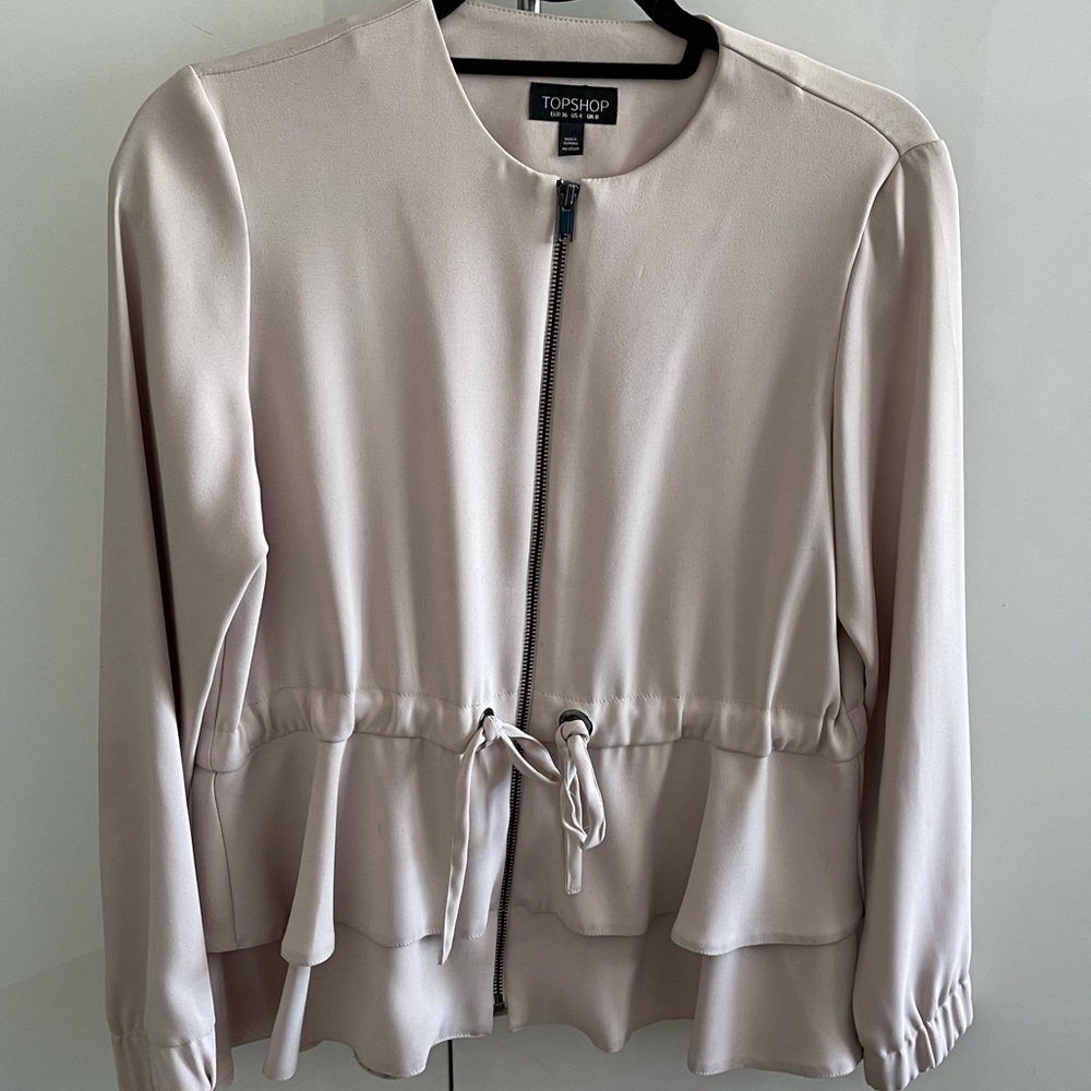 TOPSHOP Women’s Blush Pink Drawstring Blazer Jacket, Size US 4